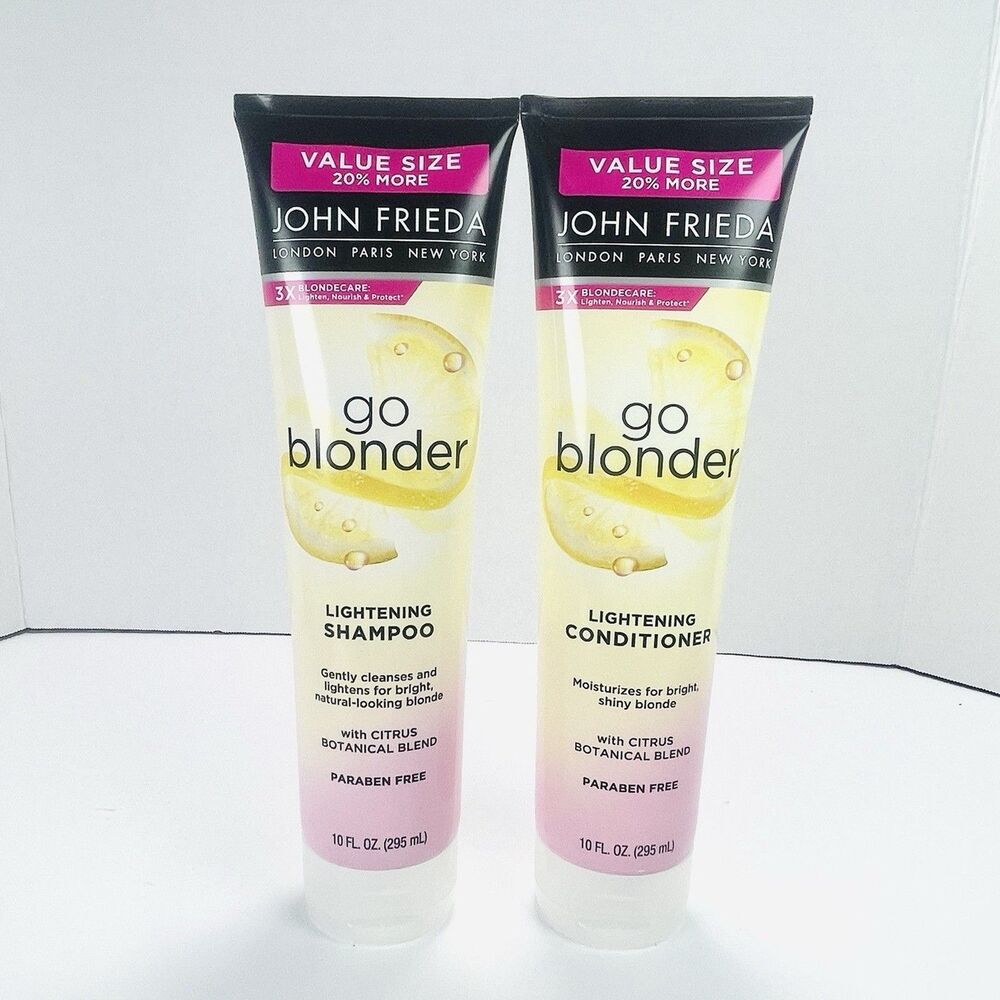2 Pk John Frieda 10 oz Go Blonder Hair Lightening Shampoo & Conditioner w/Citrus